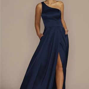 Galina Signature Sapphire One-Shoulder Gown - Size 8 NWT
